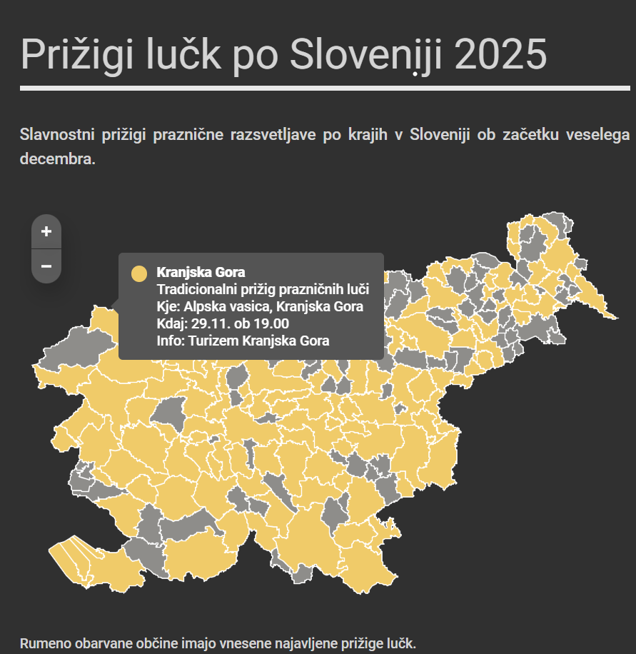 Prižig lučk - Primer Kranjske Gore (Foto: Posnetek zaslona)
