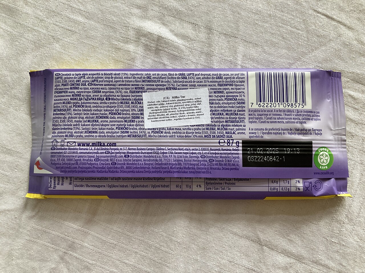 Čokolada milka z okusom karamele