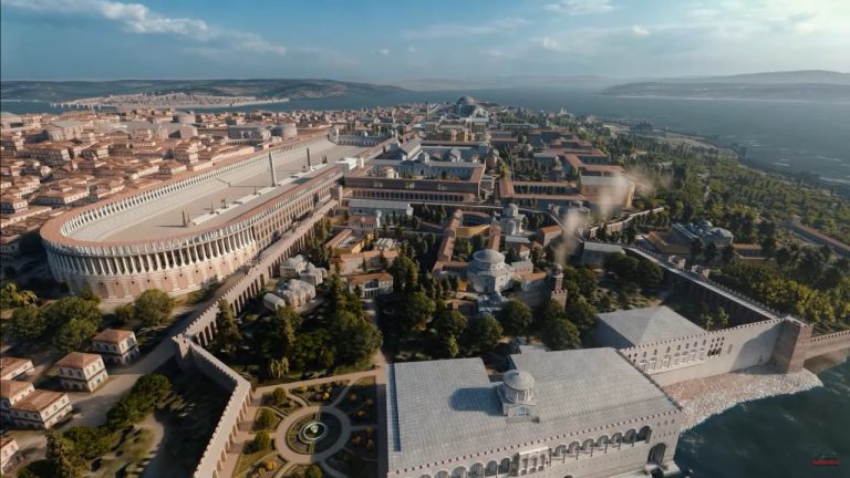 Pogled na konstantinopelski Hipodrom iz ptičje perspektive (Hippodrome) v Konstantinoplu, Hbomber, 2022, Creative Commons Attribution‑Share Alike 4.0 International (CC BY‑SA 4.0); vir: Wikimedia Commons, File: A view from The Sphendone of the Hippodrome.jpg, dostop 11. 1. 2026.