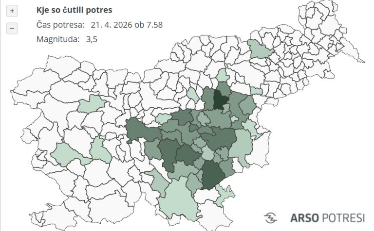 Potres zjutraj, vir: Arso potresi
